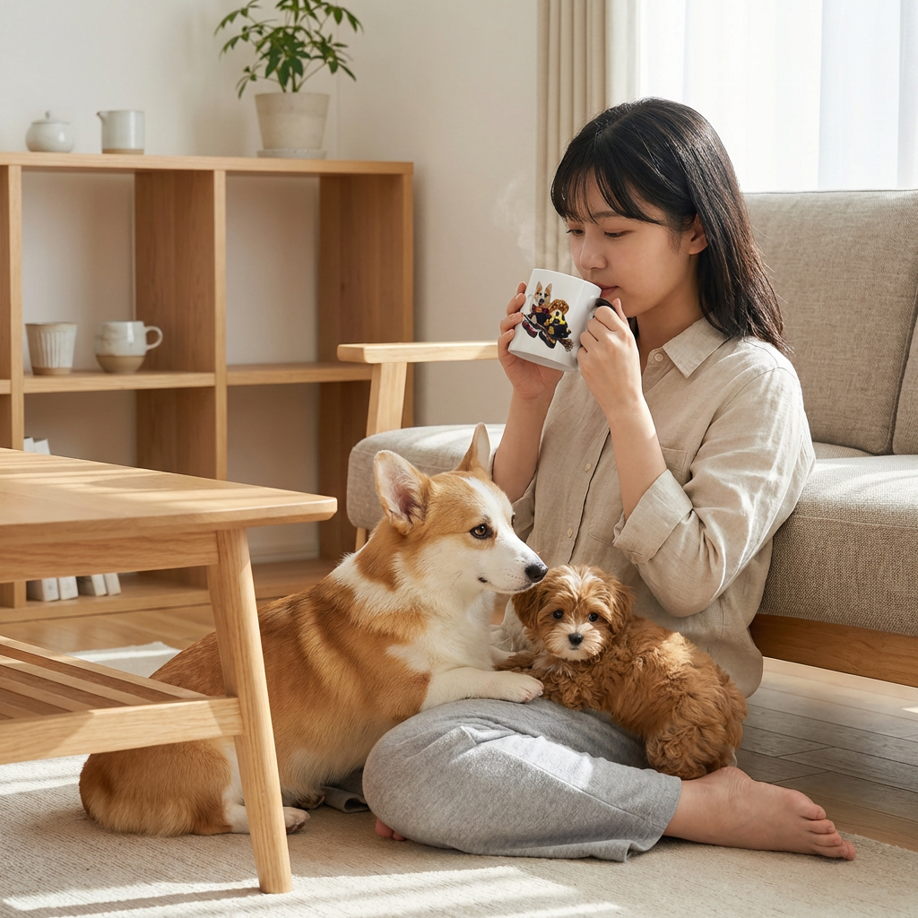 カスタムフワモコ部 　色が変わるマグカップ   【2頭デザイン】260205-3