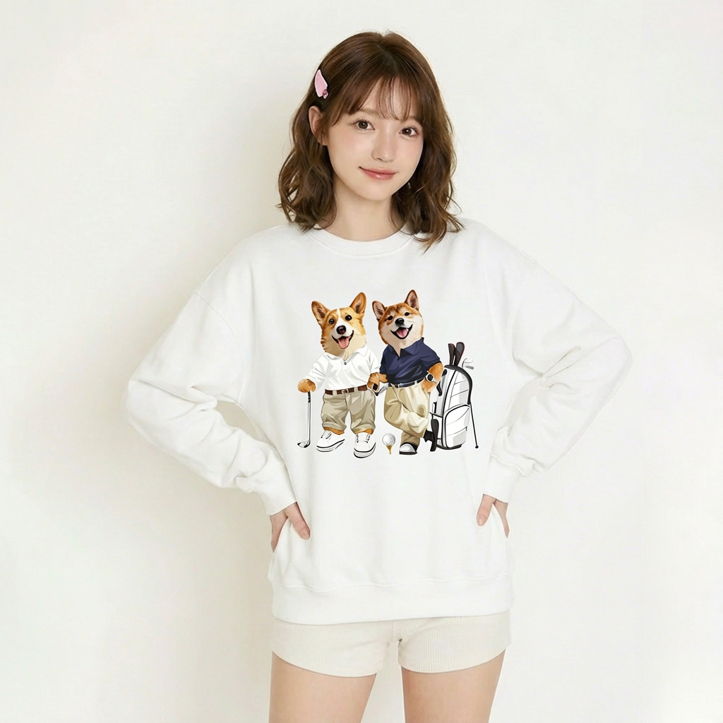 カスタムフワモコ部 　トレーナー   ゴルフ紳士    3頭デザイン251223-4