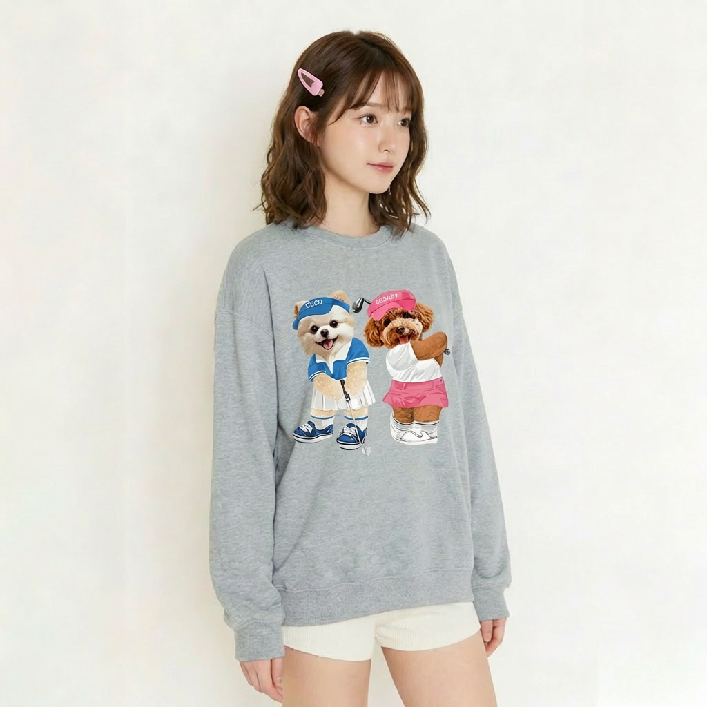 カスタムフワモコ部  パーカー  ピクニック 3頭デザイン26227-2