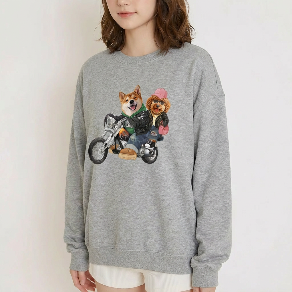 カスタムフワモコ部  トレーナー  カップルバイク編 2頭デザイン26121-9