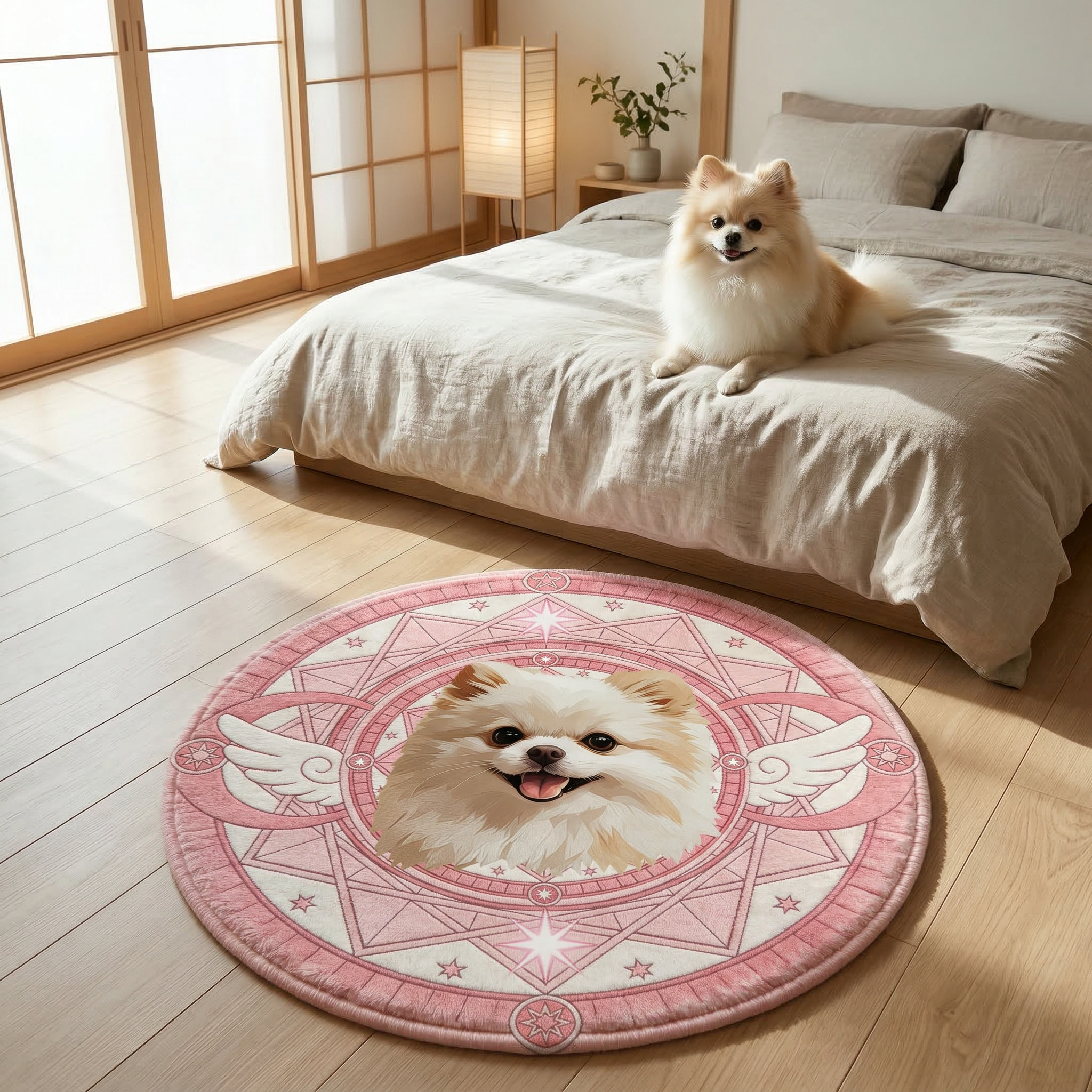 カスタムフワモコ部  ラグマット 円形  【1頭デザイン】260318-10