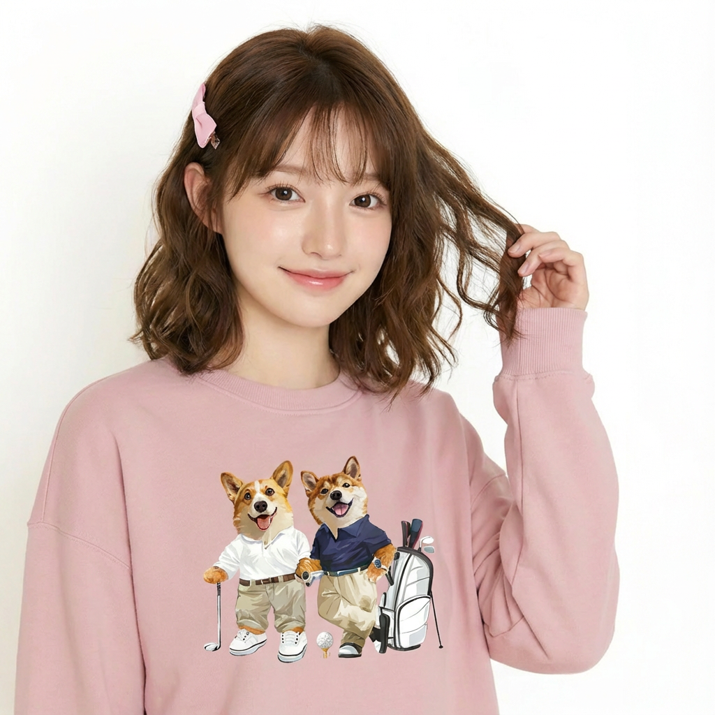 カスタムフワモコ部 　トレーナー   ゴルフ紳士    3頭デザイン251223-4