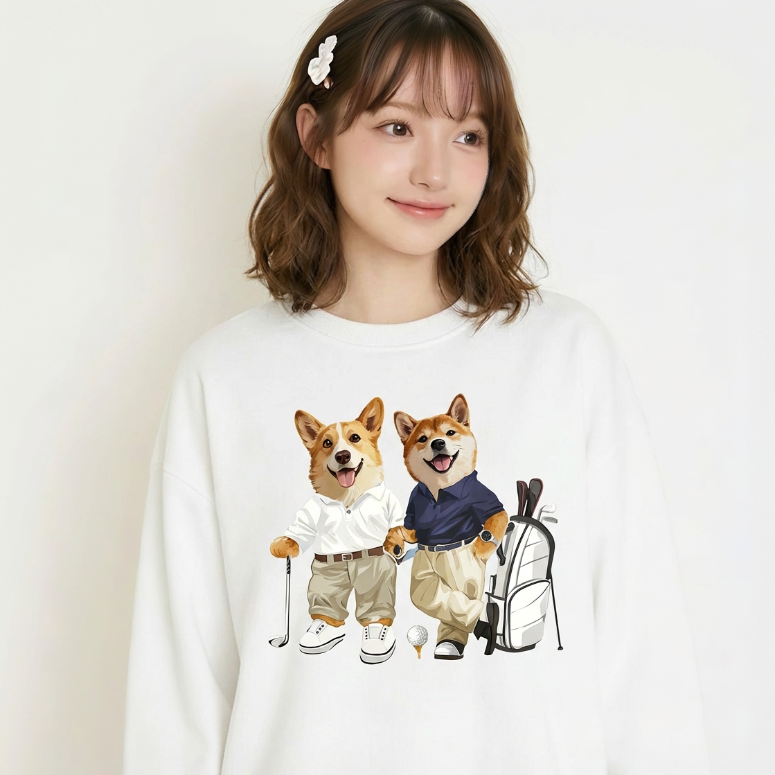 カスタムフワモコ部 　トレーナー   ゴルフ紳士    3頭デザイン251223-4