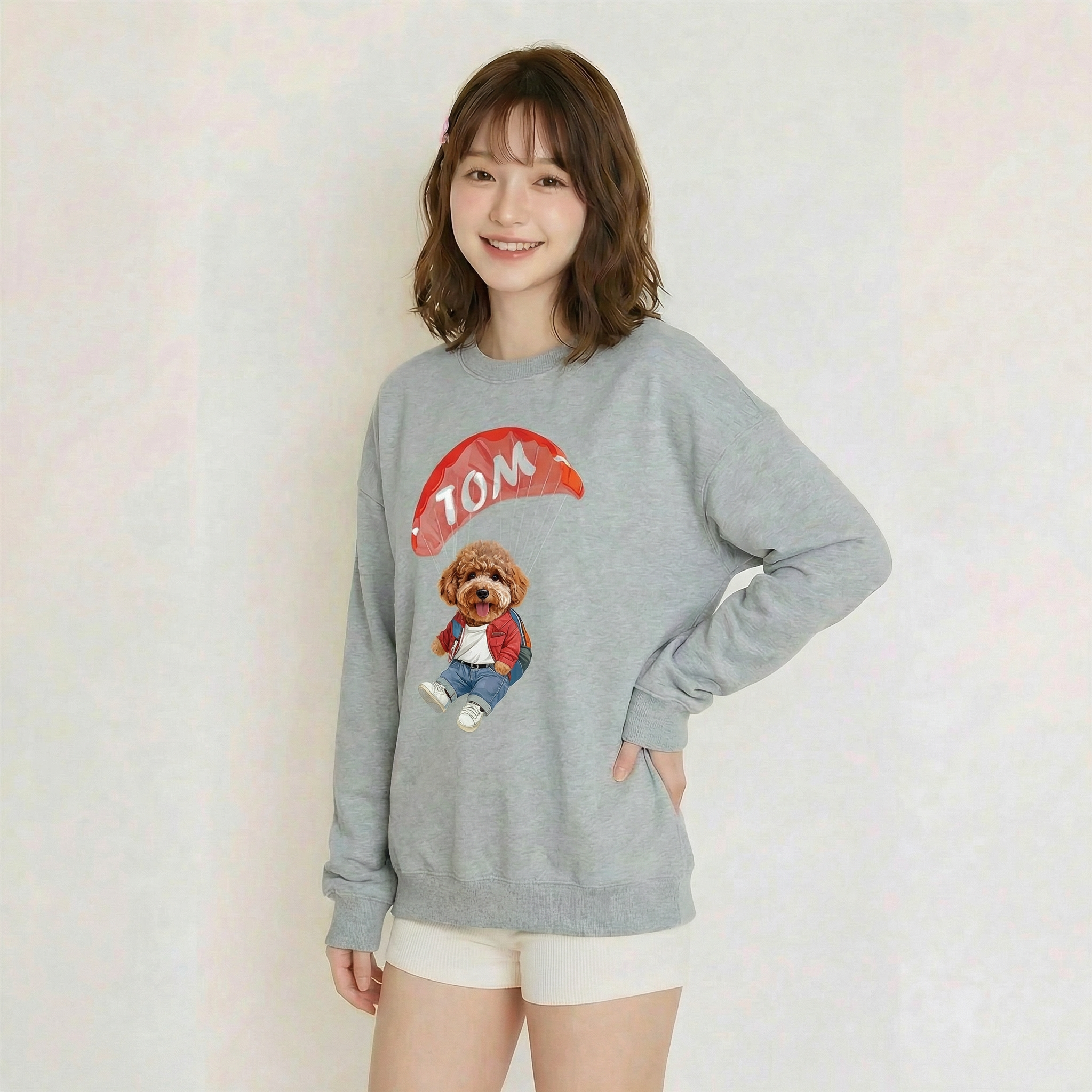 カスタムフワモコ部 　トレーナー  スカイダイビング  1頭デザイン26115-1