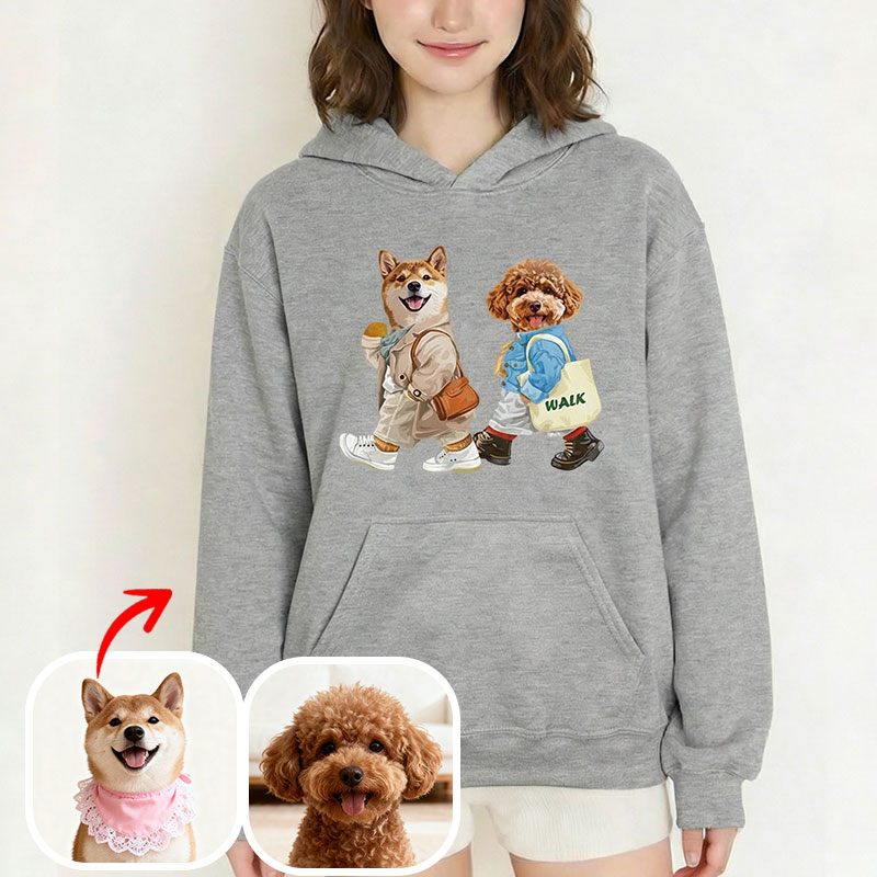 カスタムフワモコ部  パーカー  walk  2頭デザイン26123-1