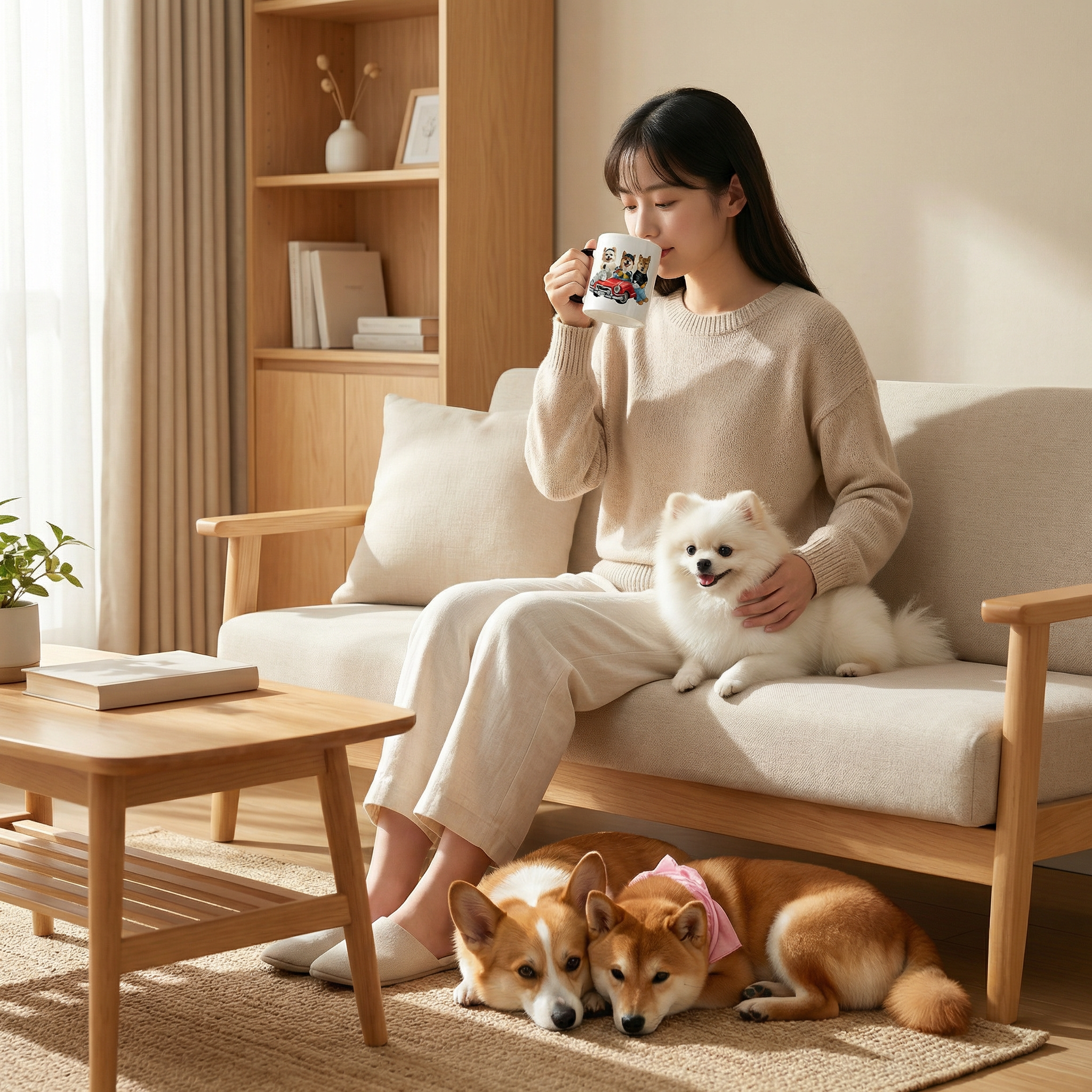 カスタムフワモコ部 　色が変わるマグカップ   【3頭デザイン】260205-11