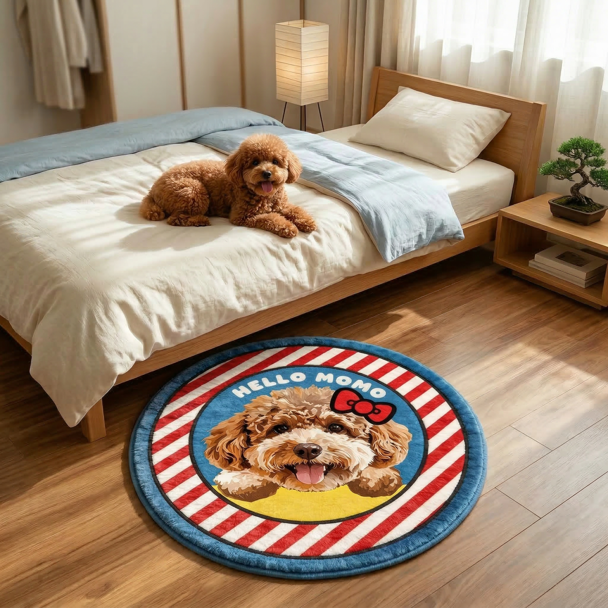 カスタムフワモコ部  ラグマット 円形  【1頭デザイン】260318-9