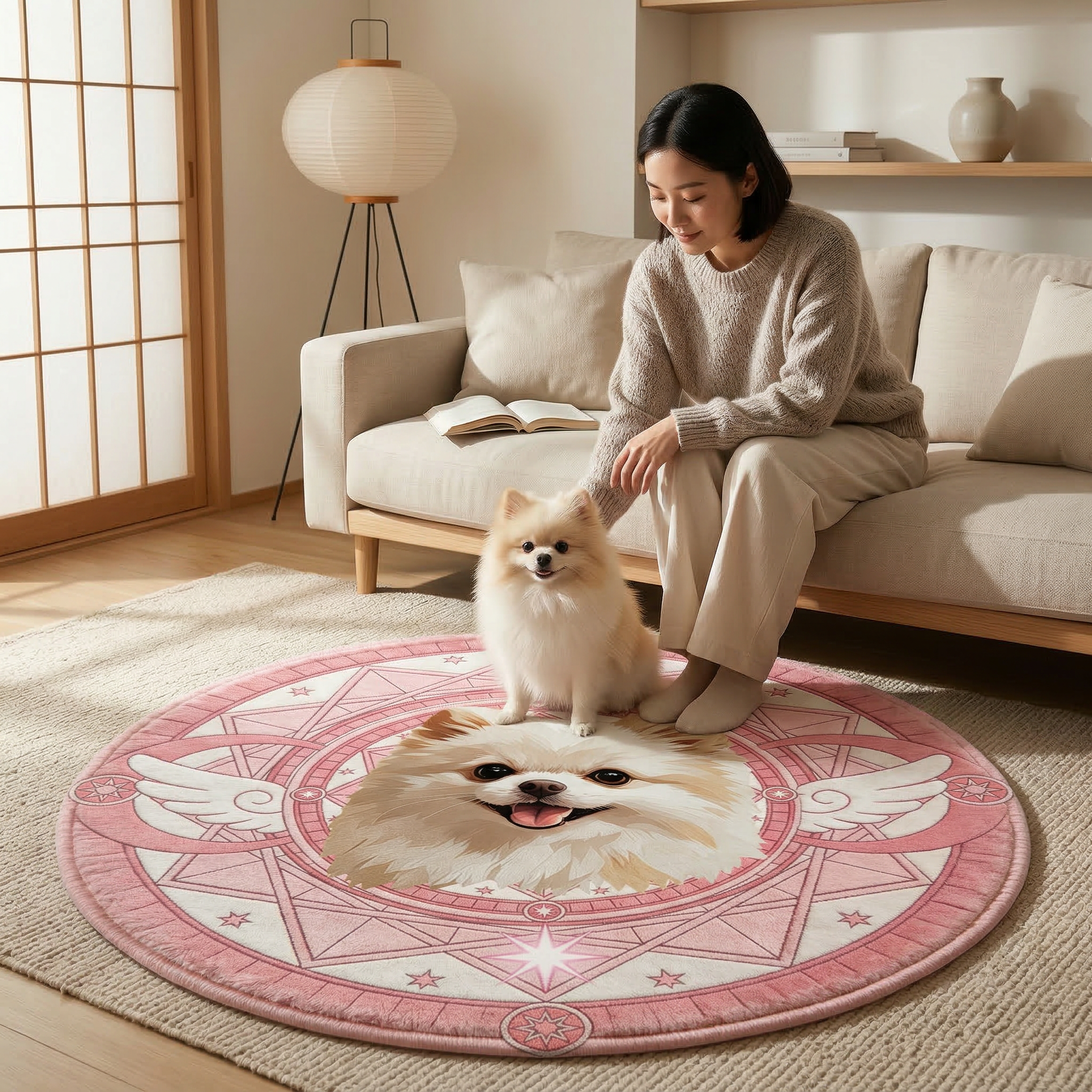 カスタムフワモコ部  ラグマット 円形  【1頭デザイン】260318-10