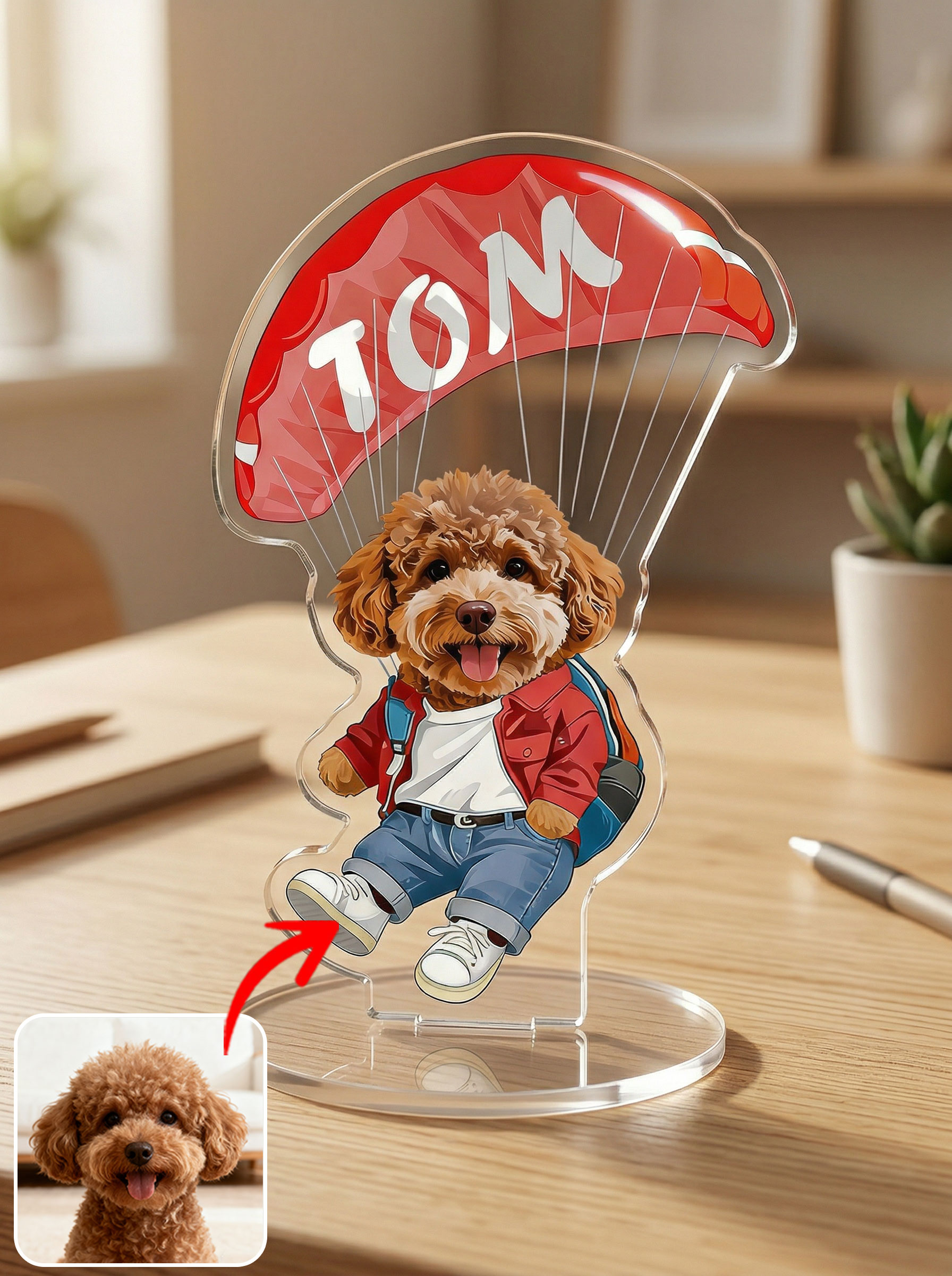 カスタムフワモコ部   アクリルスタンド  スカイダイビング 【1頭デザイン】260306-4