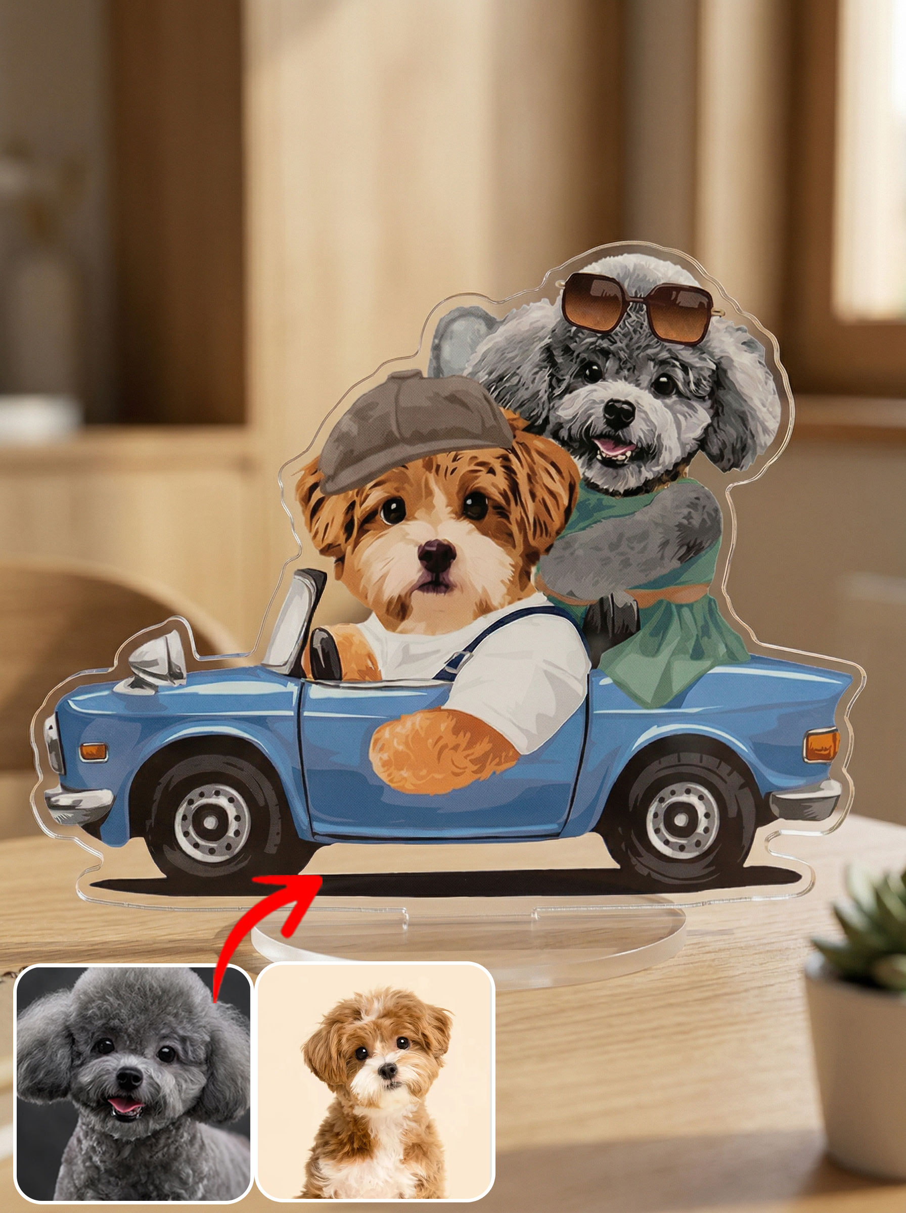 カスタムフワモコ部   アクリルスタンド   ドライブ旅行 【2頭デザイン】260306-2