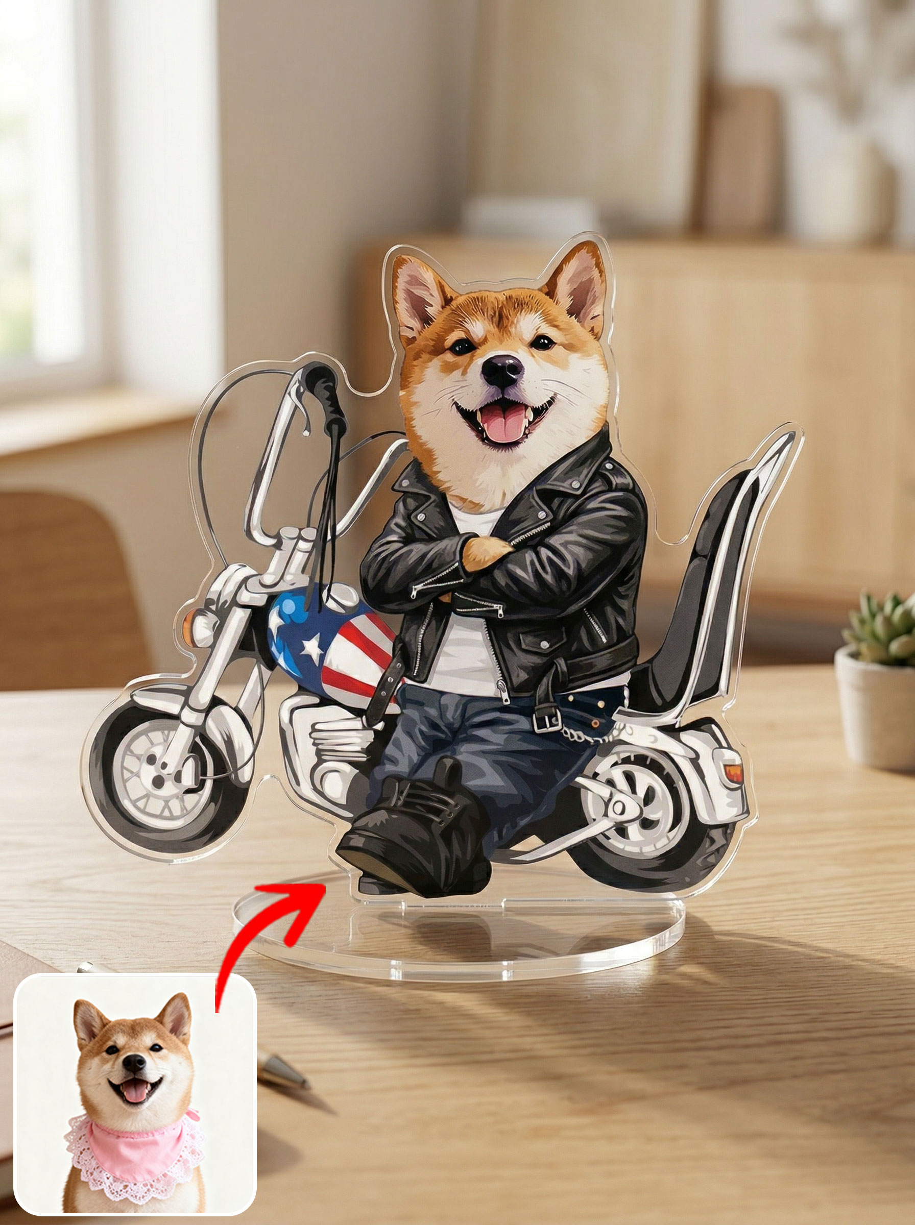 カスタムフワモコ部   アクリルスタンド  ハーレー 【1頭デザイン】260306-5