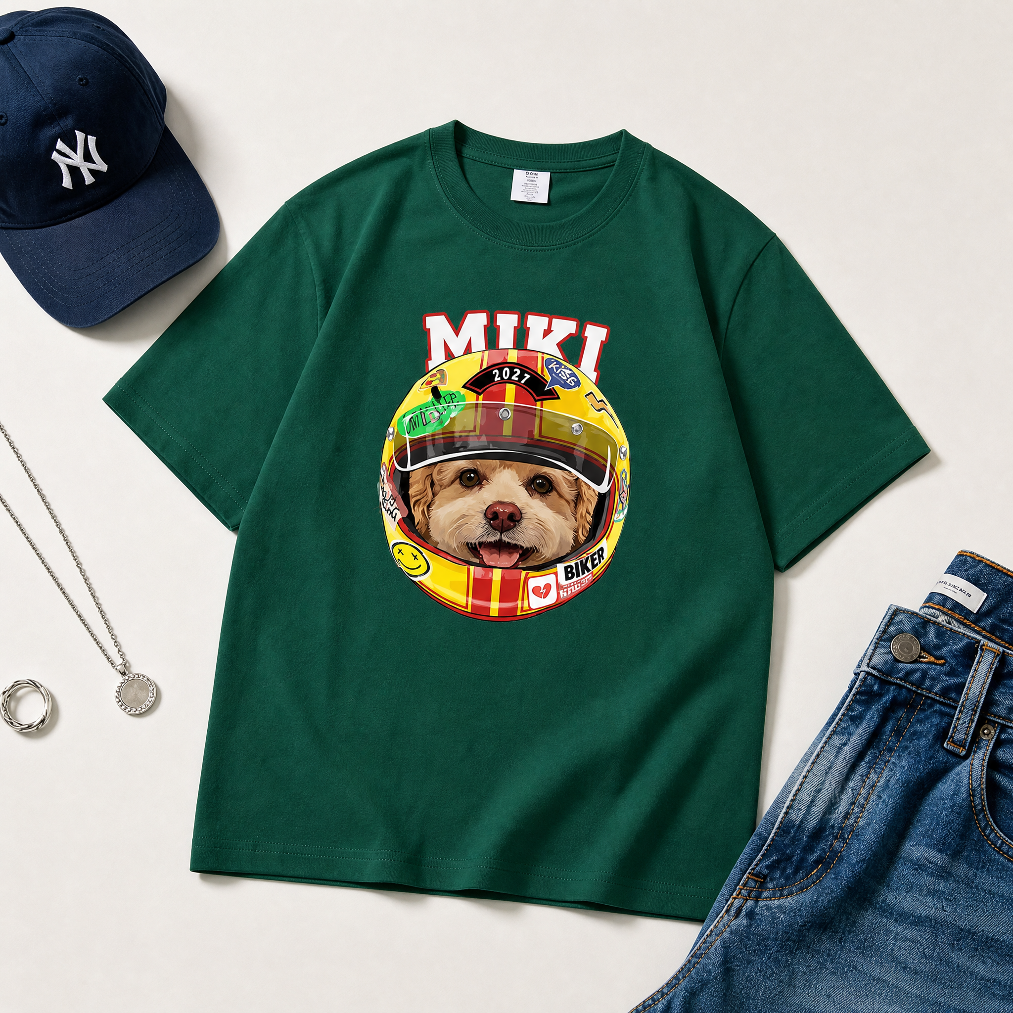 カスタムフワモコ部  レーサー プレミアムTシャツ  1頭デザイン 260520-2