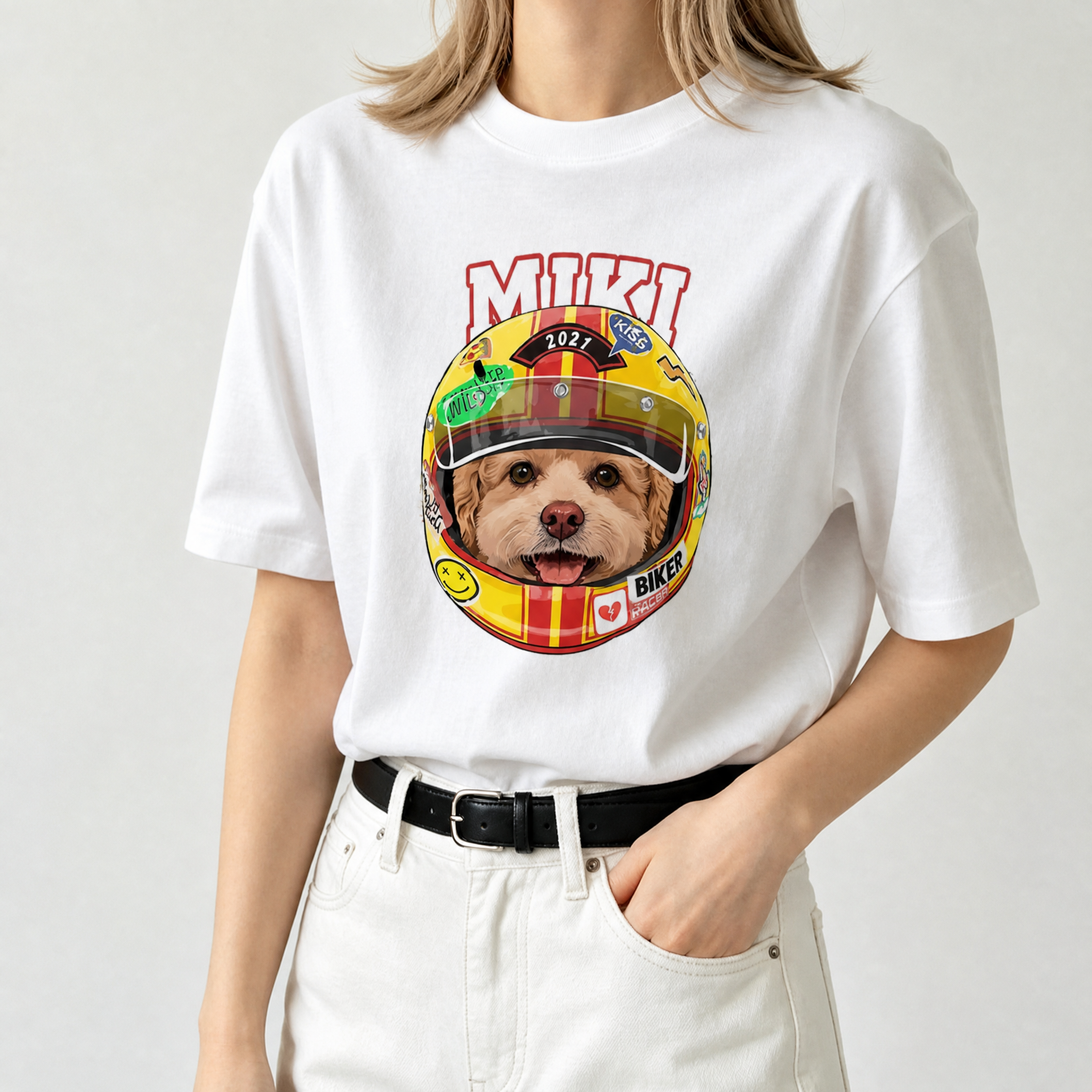 カスタムフワモコ部  レーサー プレミアムTシャツ  1頭デザイン 260520-2