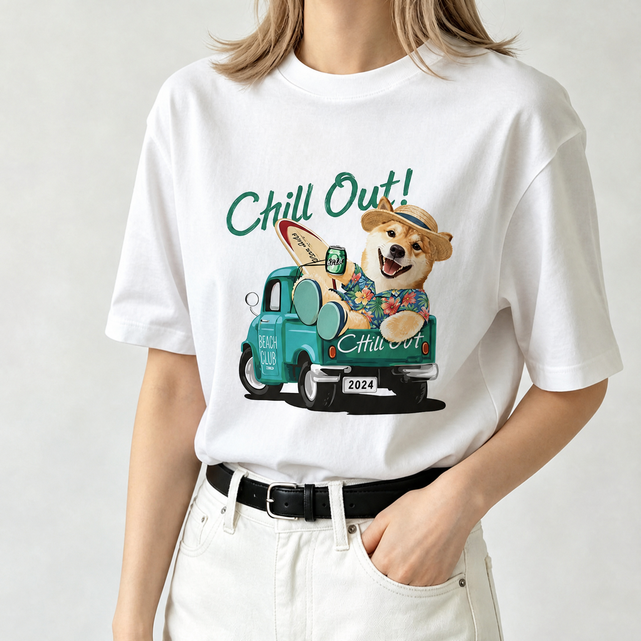 カスタムフワモコ部 ビーチタイム プレミアムTシャツ  1頭デザイン 260520-3