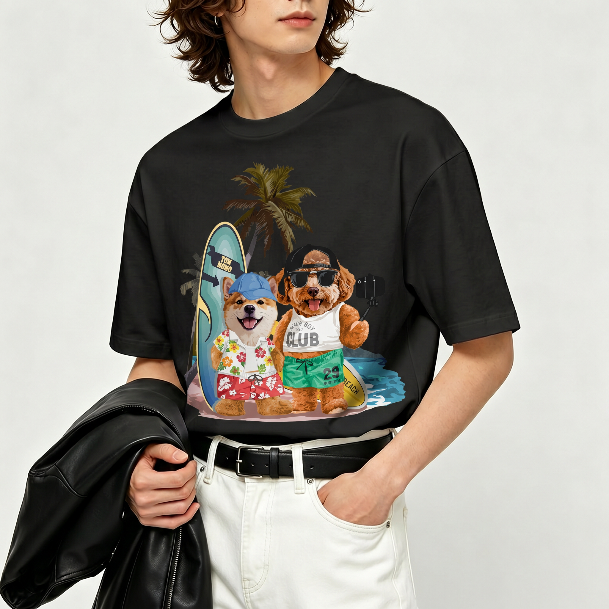 カスタムフワモコ部   ワンちゃん W 杯  プレミアムTシャツ  2頭デザイン 260610-2