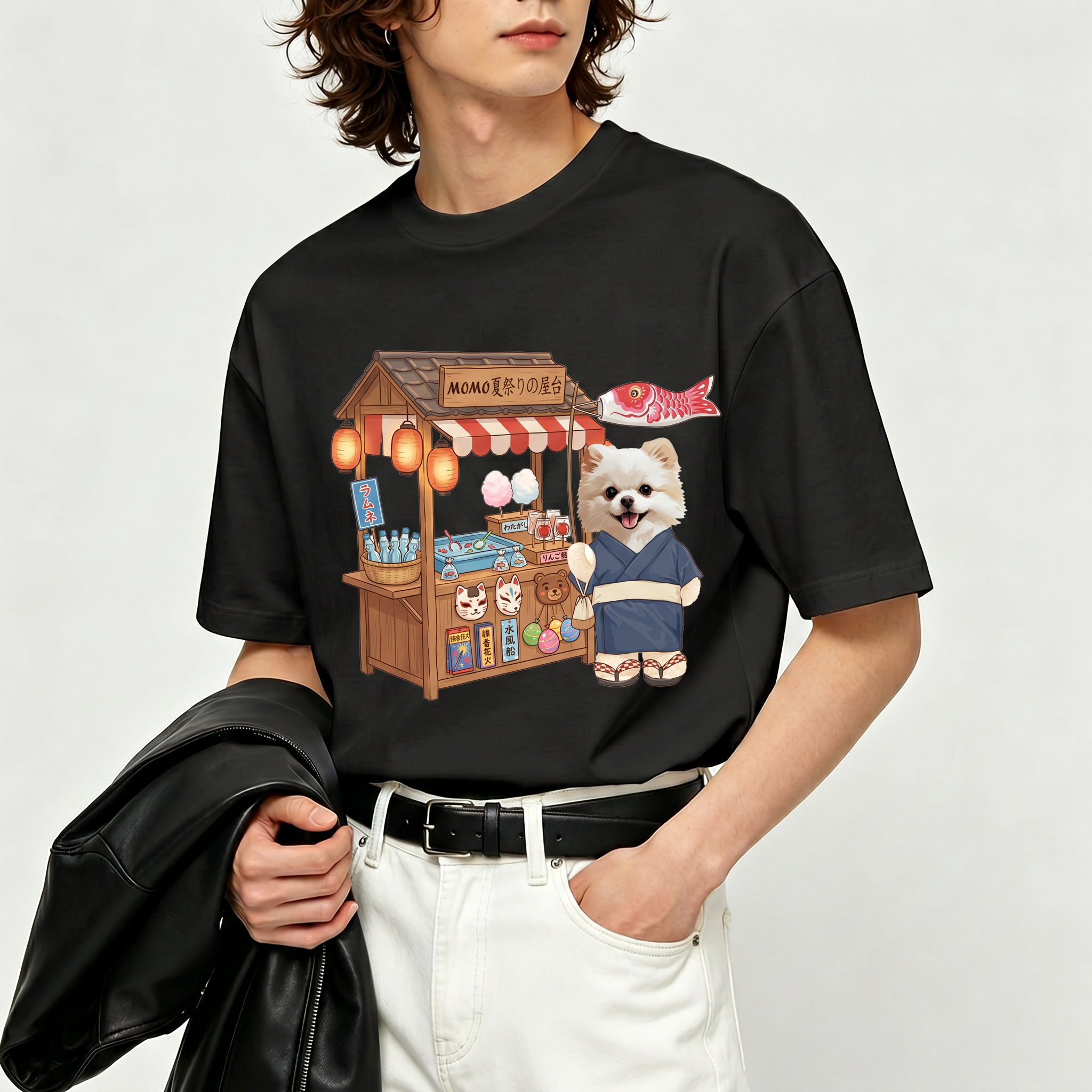カスタムフワモコ部   夏祭り花火大会  プレミアムTシャツ  2頭デザイン 260610-6