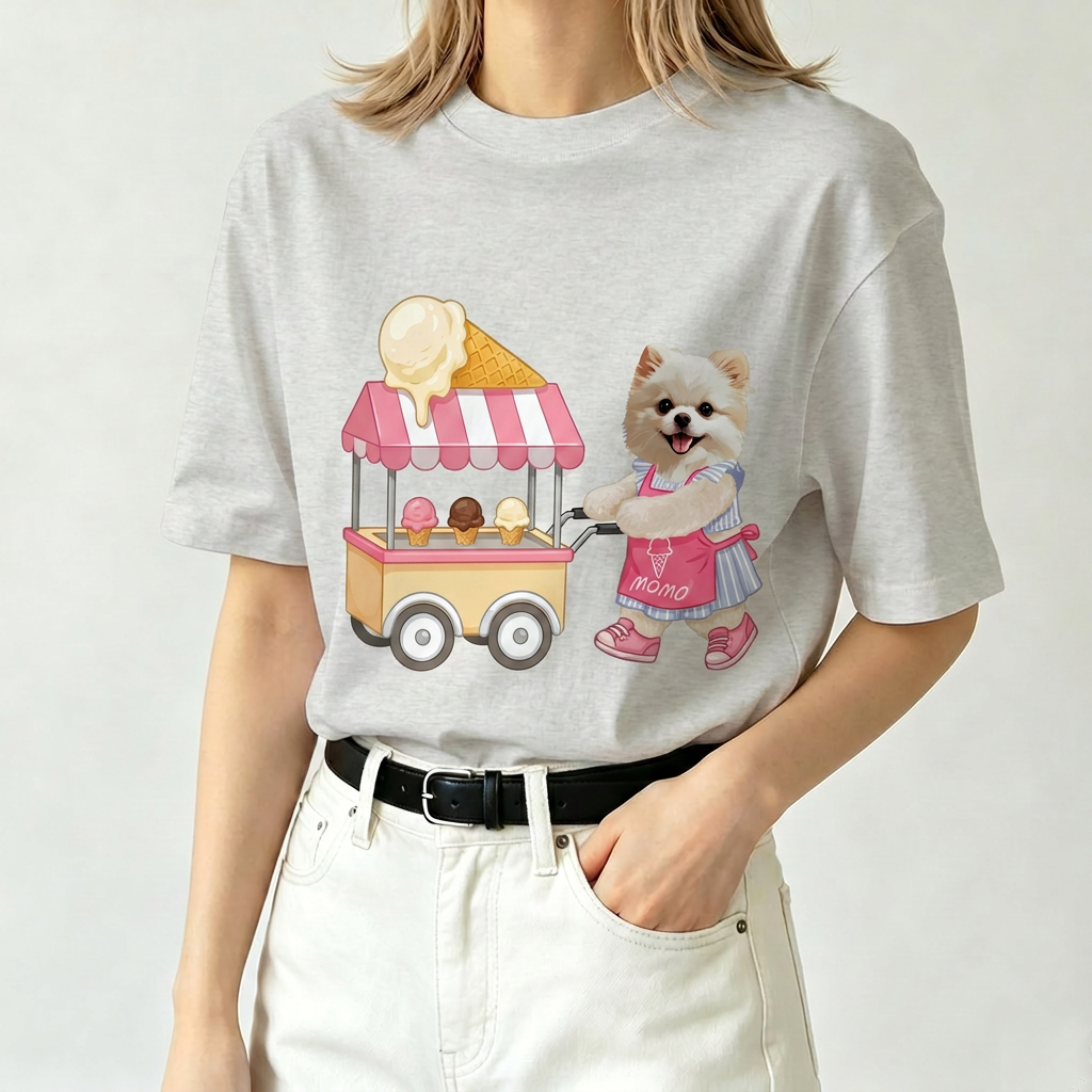 カスタムフワモコ部   Summer Ice Cream  プレミアムTシャツ  1頭デザイン 260610-7