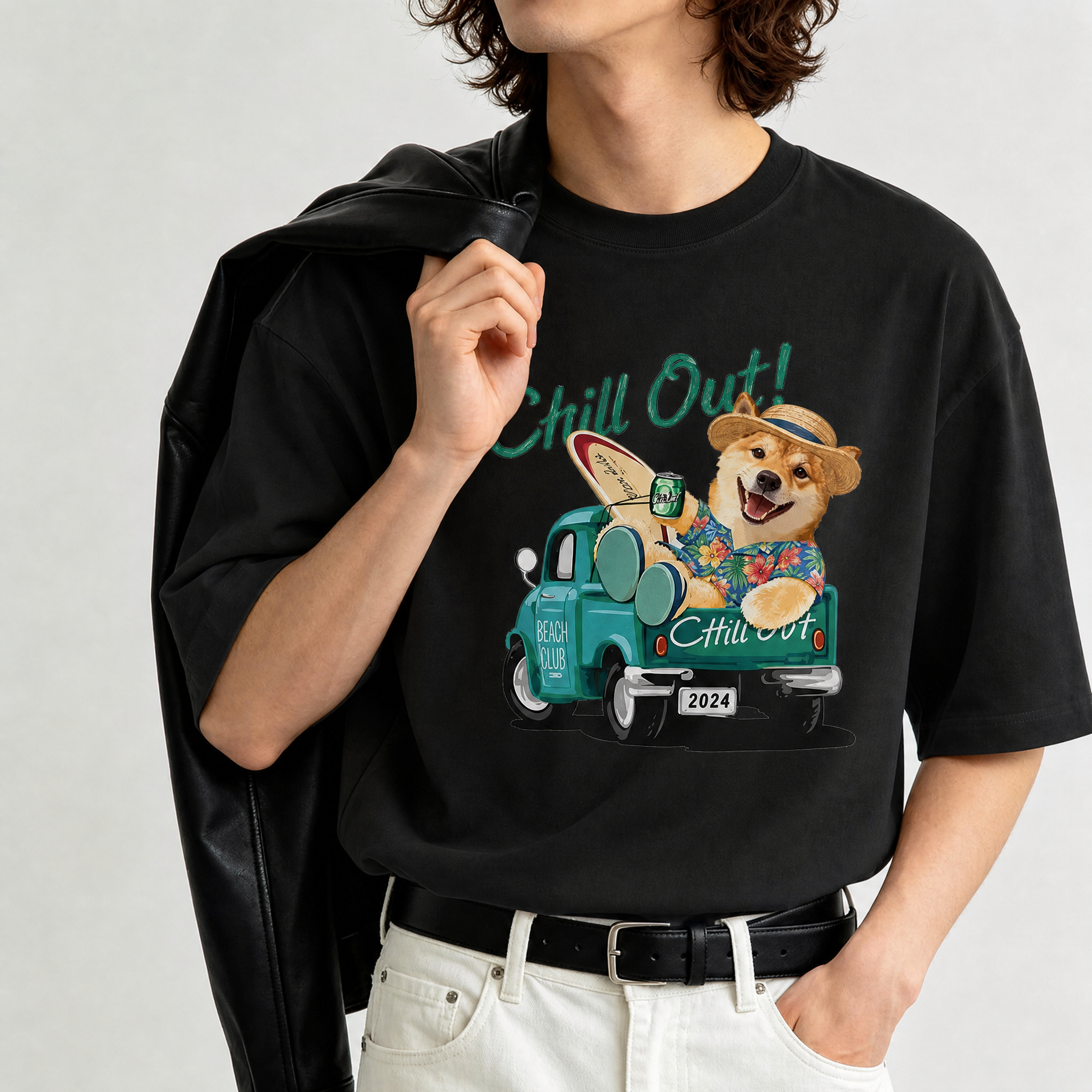 カスタムフワモコ部 ビーチタイム プレミアムTシャツ  1頭デザイン 260520-3