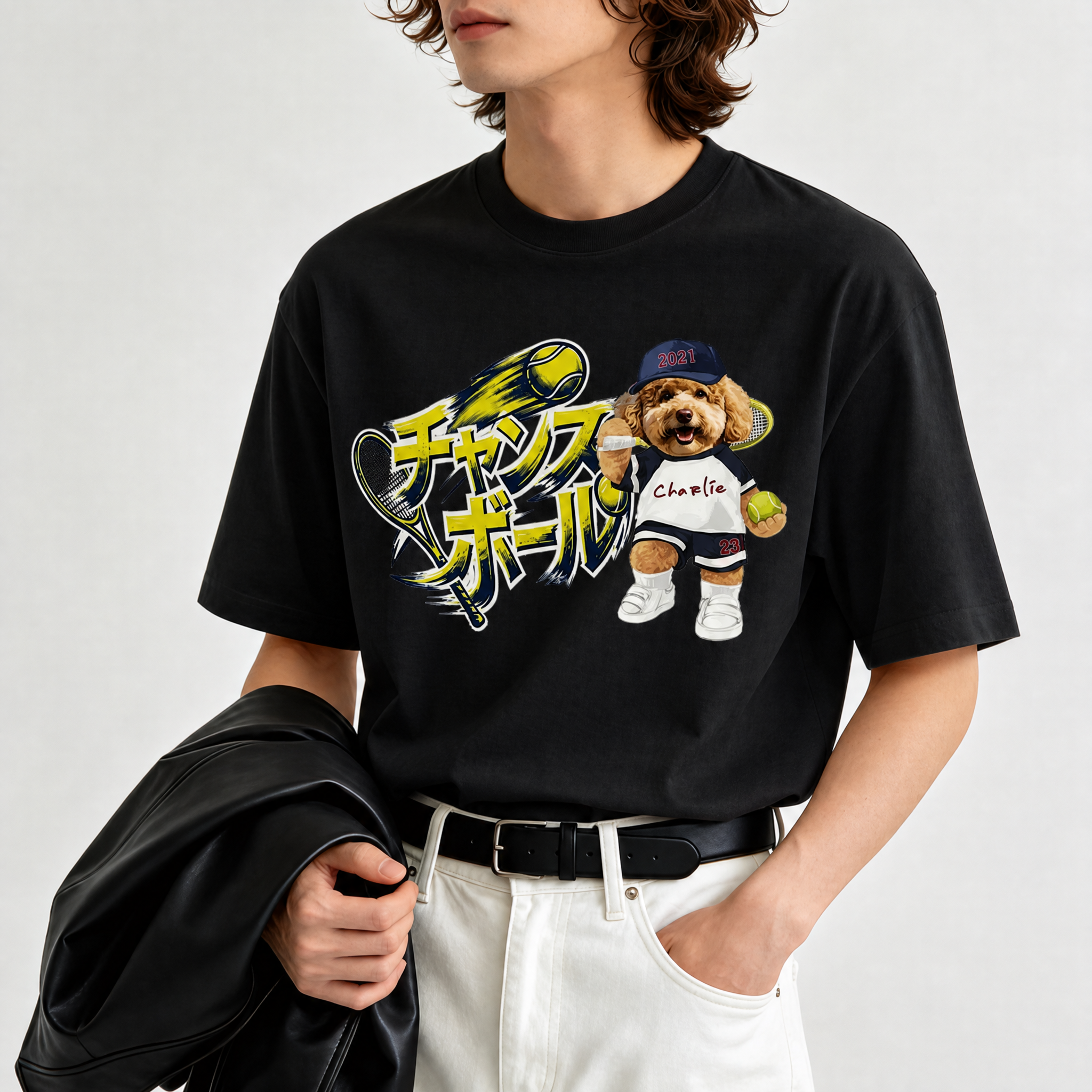 カスタムフワモコ部 テニス プレミアムTシャツ  1頭デザイン 260520-4