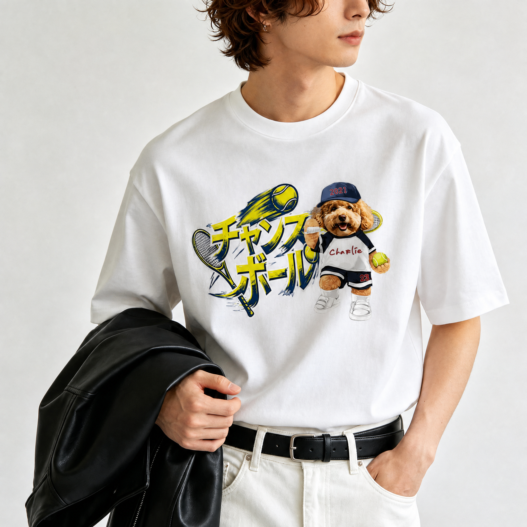 カスタムフワモコ部 テニス プレミアムTシャツ  1頭デザイン 260520-4