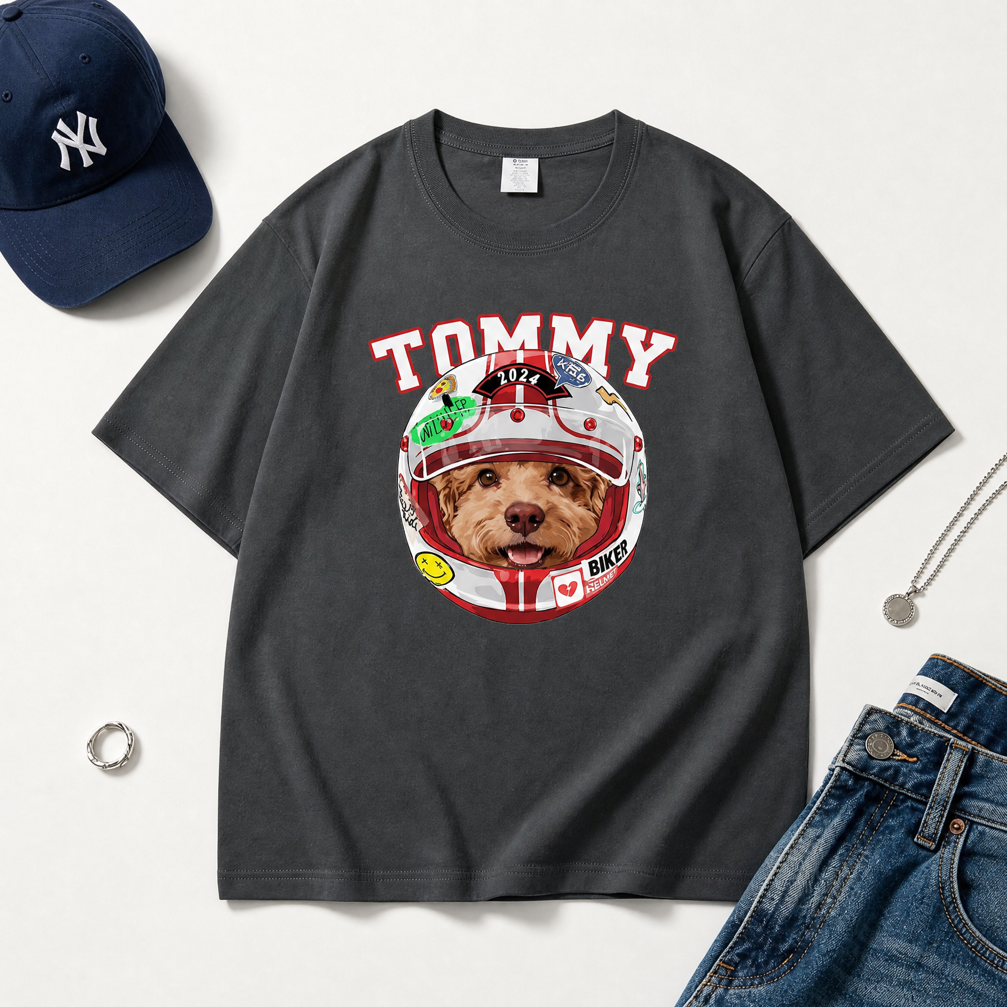カスタムフワモコ部  レーサー プレミアムTシャツ  1頭デザイン 260520-1