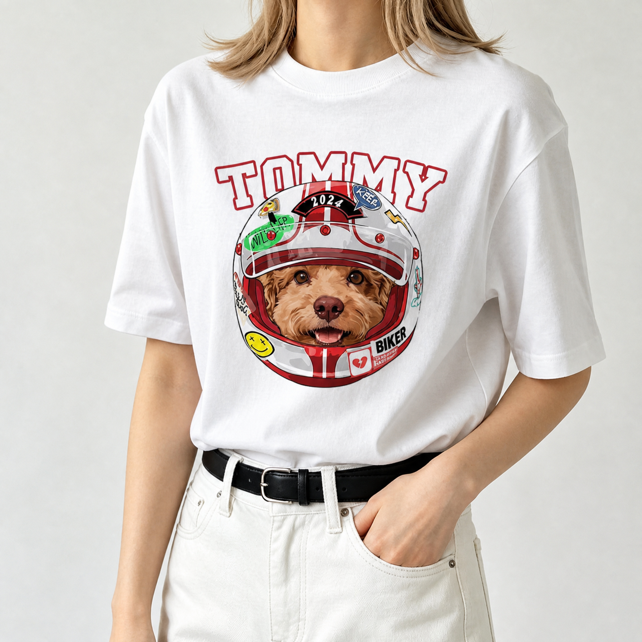 カスタムフワモコ部  レーサー プレミアムTシャツ  1頭デザイン 260520-1