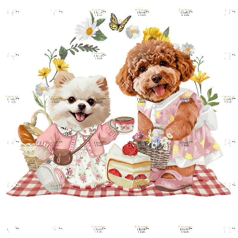 カスタムフワモコ部 　パーカー  ピクニック  2頭デザイン 26115-8