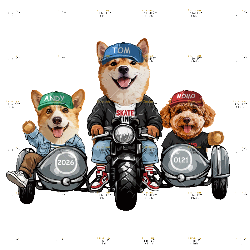 カスタムフワモコ部 　パーカー カップルバイク編  3頭デザイン 26121-11