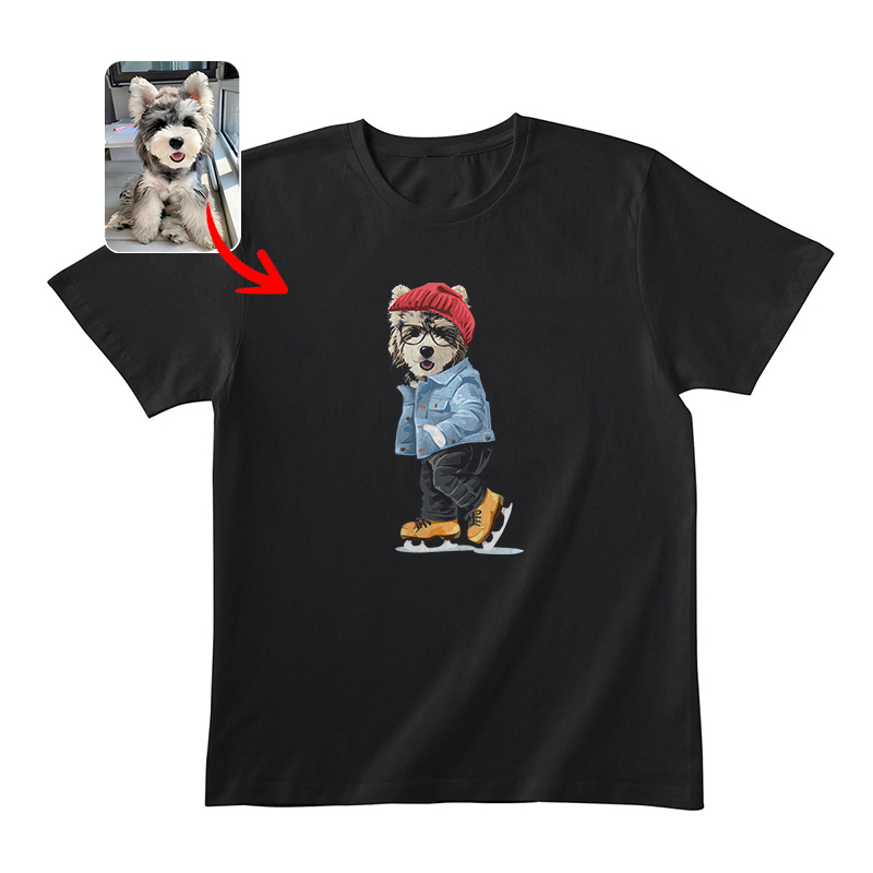 カスタムFluffyClub クラシックTシャツ 赤いニット帽 １頭デザイン #250123-4