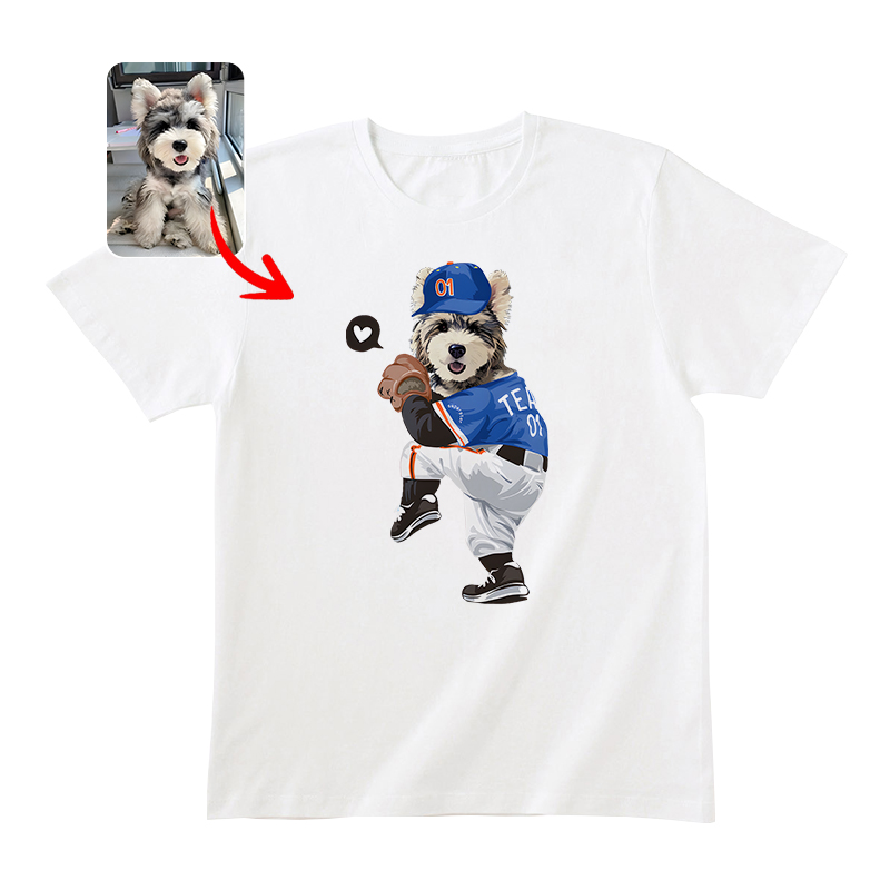 カスタムFluffyClub クラシックTシャツ 野球ピッチャー １頭デザイン #250123-1