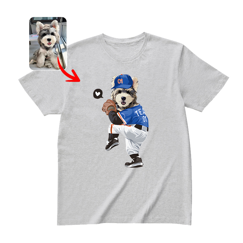 カスタムFluffyClub クラシックTシャツ 野球ピッチャー １頭デザイン #250123-1