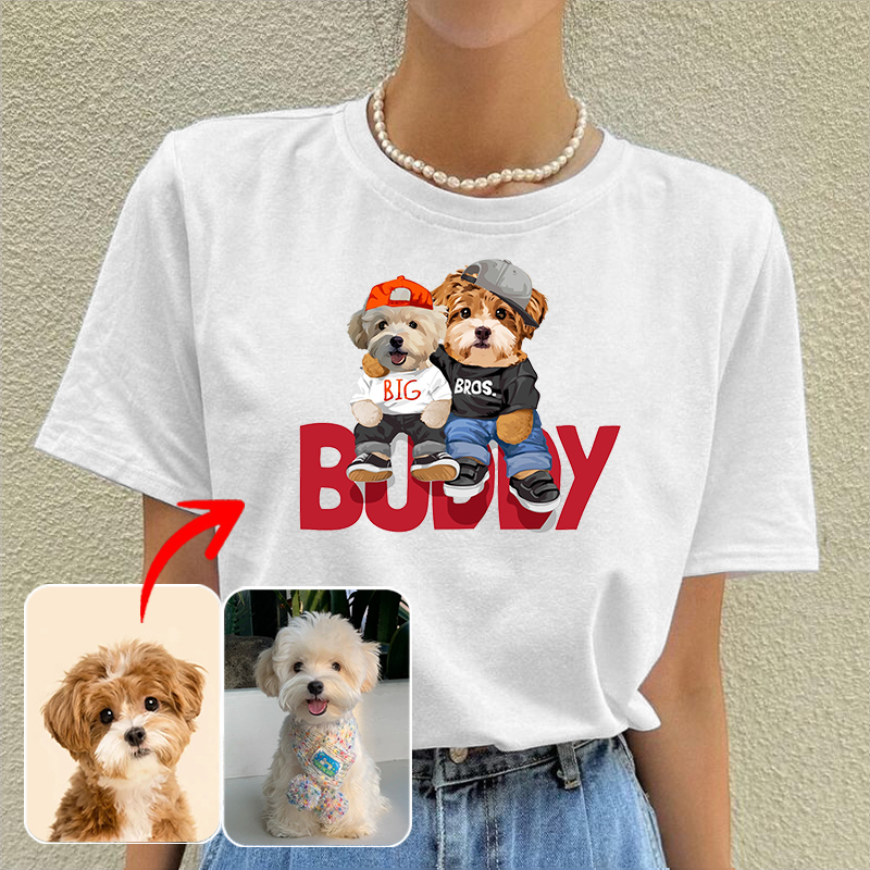 カスタムフワモコ部  プレミアムTシャツ BUDDY 2頭デザイン #210-1-1
