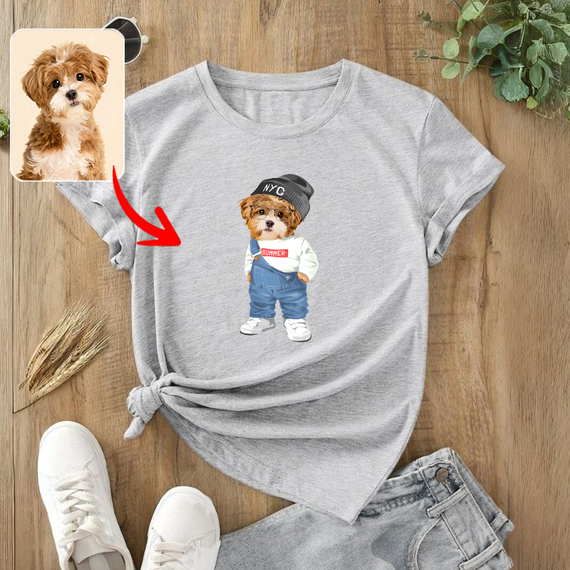 カスタムフワモコ部  プレミアムTシャツ  オーバーオール１頭デザイン #250128-2