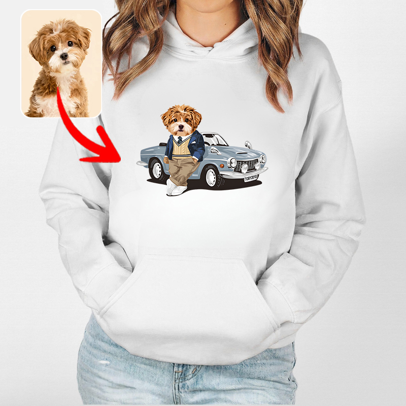 カスタムフワモコ部 　パーカー  クールなコンバーチブル １頭デザイン0123-11