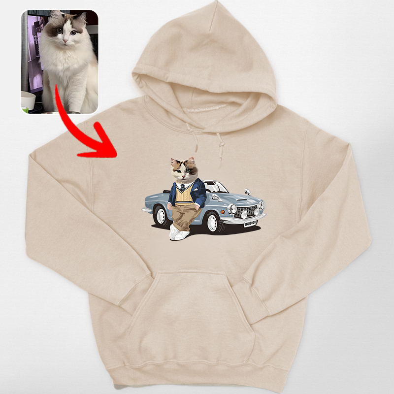 カスタムフワモコ部 　パーカー  クールなコンバーチブル １頭デザイン0123-11