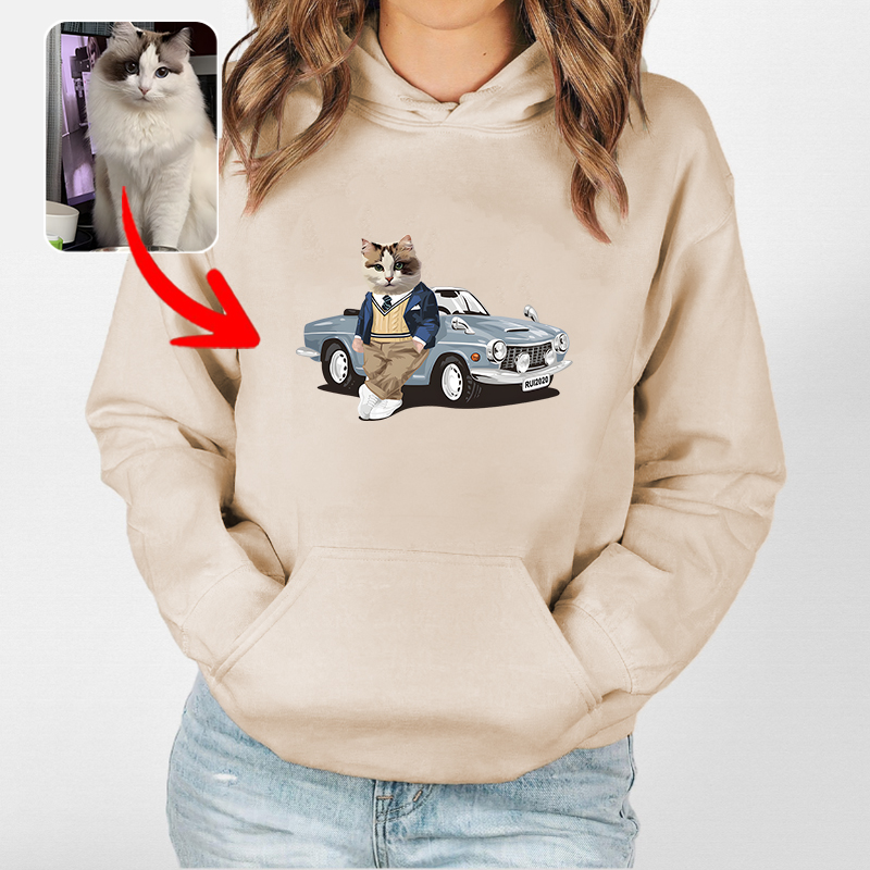 カスタムフワモコ部 　パーカー  クールなコンバーチブル １頭デザイン0123-11