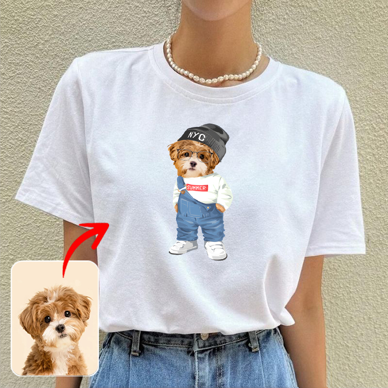 カスタムフワモコ部  プレミアムTシャツ  オーバーオール１頭デザイン #250128-2