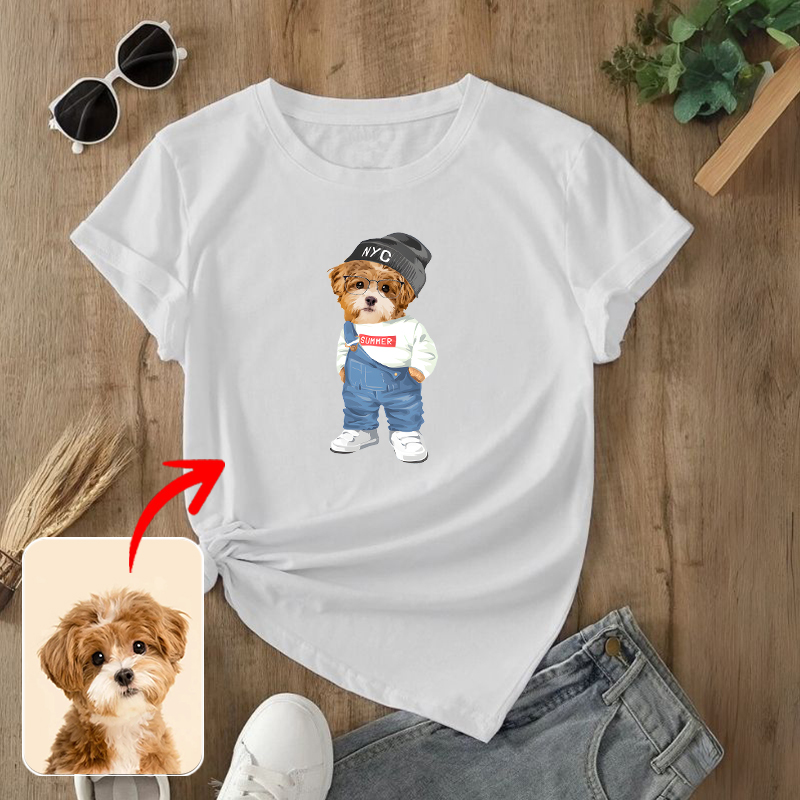 カスタムフワモコ部  プレミアムTシャツ  オーバーオール１頭デザイン #250128-2