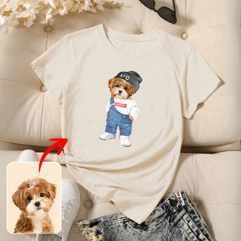 カスタムフワモコ部  プレミアムTシャツ  オーバーオール１頭デザイン #250128-2