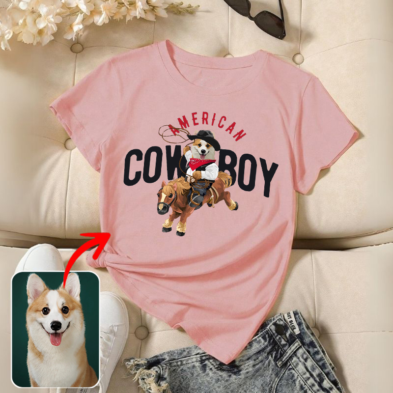 カスタムフワモコ部  プレミアムTシャツ Horseback Cowboy  1頭デザイン 0305-2-3
