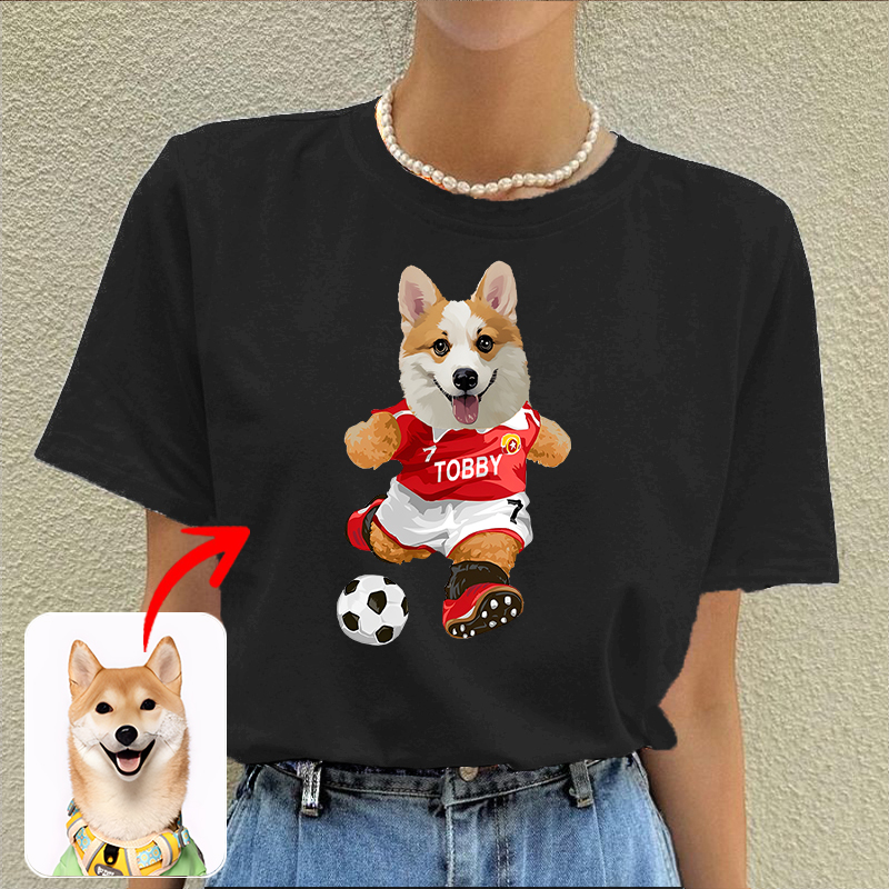 カスタムフワモコ部  プレミアムTシャツ  サッカーシュート  1頭デザイン 0316-2-2