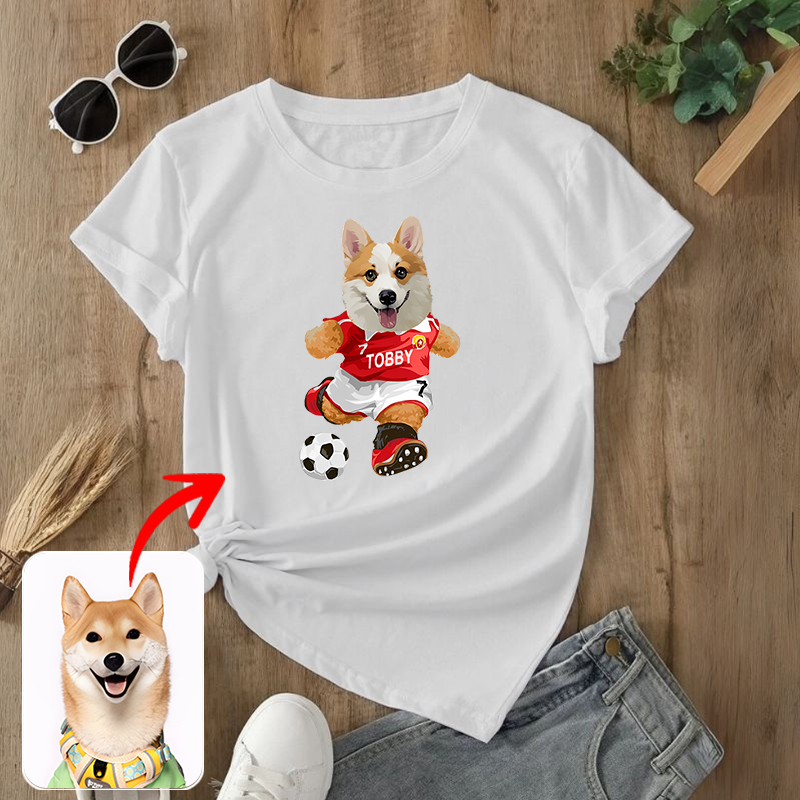 カスタムフワモコ部  プレミアムTシャツ  サッカーシュート  1頭デザイン 0316-2-2