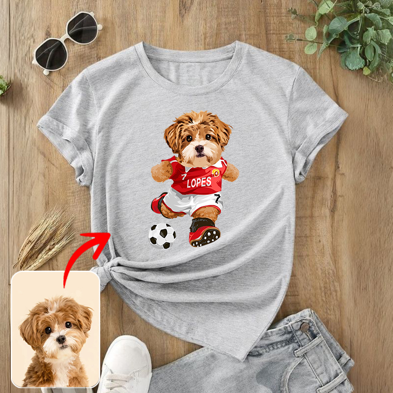 カスタムフワモコ部  プレミアムTシャツ  サッカーシュート  1頭デザイン 0316-2-2