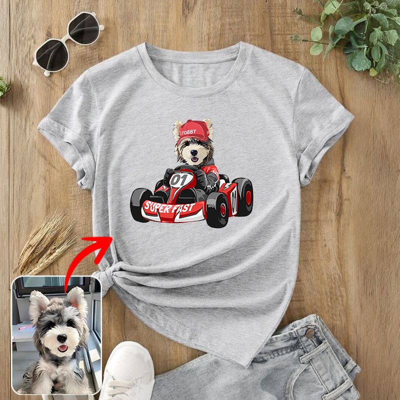 カスタムフワモコ部  プレミアムTシャツ   四輪レース  1頭デザイン 0316-2-1