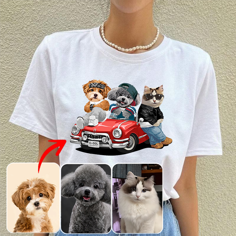 カスタムフワモコ部  プレミアムTシャツ  一緒に旅行する  3頭デザイン 0316-2-3