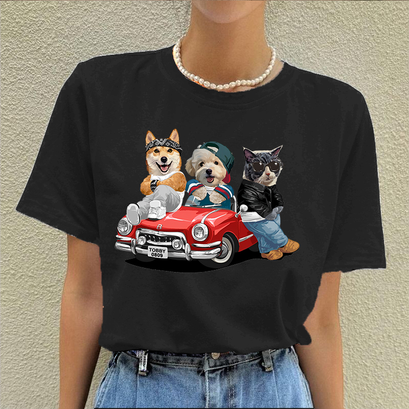 カスタムフワモコ部  プレミアムTシャツ  一緒に旅行する  3頭デザイン 0316-2-3