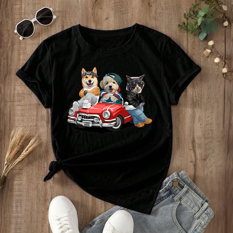 カスタムフワモコ部  プレミアムTシャツ  一緒に旅行する  3頭デザイン 0316-2-3