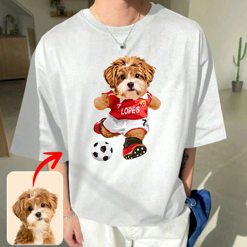 カスタムフワモコ部  プレミアムTシャツ  サッカーシュート  1頭デザイン 0316-2-2