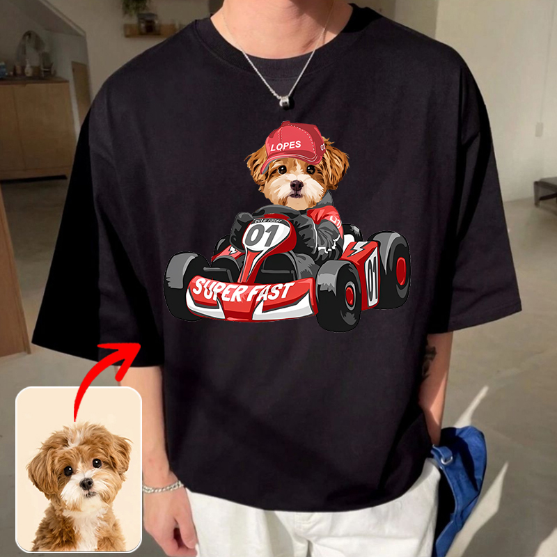 カスタムフワモコ部  プレミアムTシャツ   四輪レース  1頭デザイン 0316-2-1