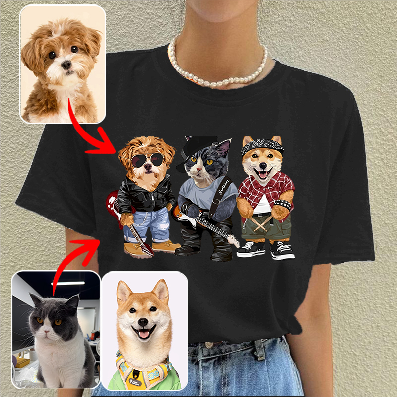 カスタムフワモコ部  プレミアムTシャツ  バンド  3頭デザイン 0328-1-3